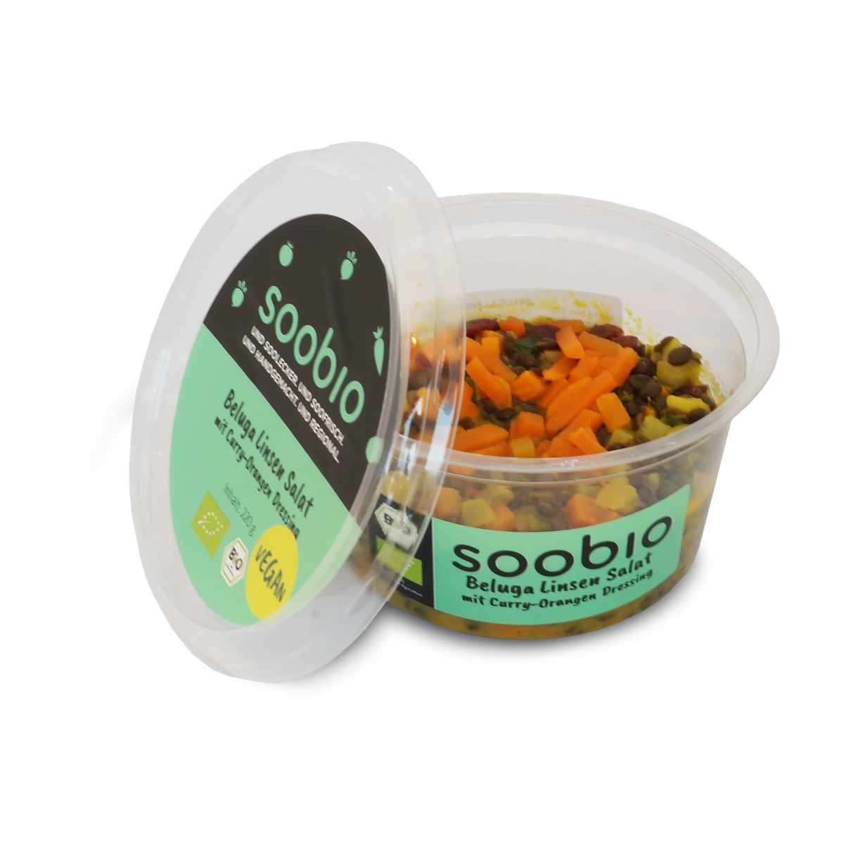Soobio Beluga-Linsen-Salat mit Curry-Orangen-Dressing, 200 g